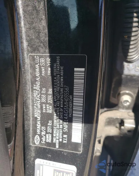 2021 Hyundai Elantra Se from USA, damaged, VIN 5NPLL4AG5MH035567
